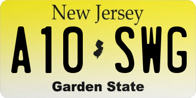 NJ license plate A10SWG