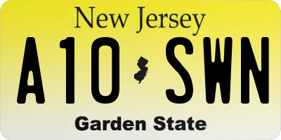 NJ license plate A10SWN