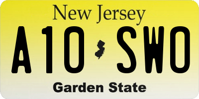 NJ license plate A10SWO
