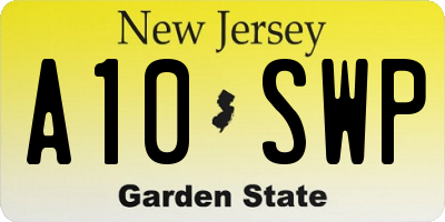 NJ license plate A10SWP