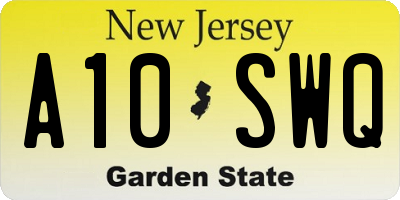 NJ license plate A10SWQ
