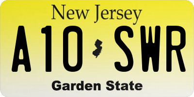NJ license plate A10SWR