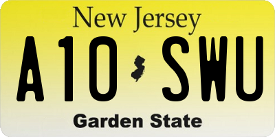 NJ license plate A10SWU