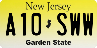 NJ license plate A10SWW