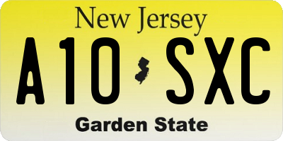 NJ license plate A10SXC