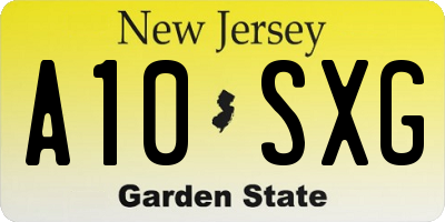 NJ license plate A10SXG