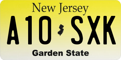 NJ license plate A10SXK