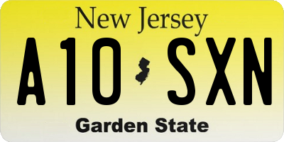 NJ license plate A10SXN