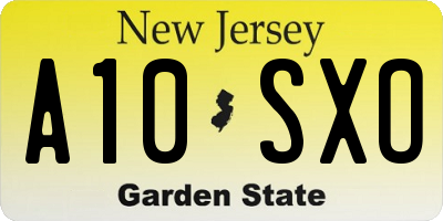 NJ license plate A10SXO