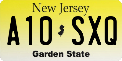 NJ license plate A10SXQ
