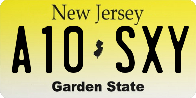 NJ license plate A10SXY