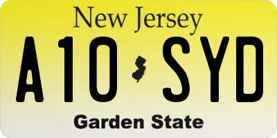 NJ license plate A10SYD