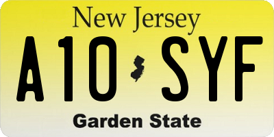 NJ license plate A10SYF