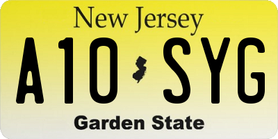 NJ license plate A10SYG