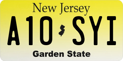NJ license plate A10SYI