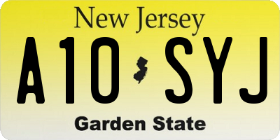 NJ license plate A10SYJ