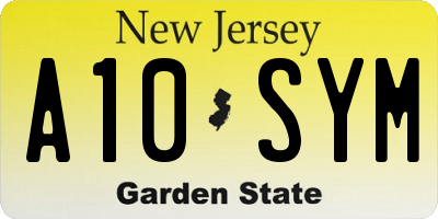 NJ license plate A10SYM