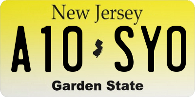 NJ license plate A10SYO