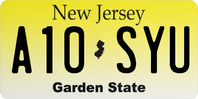 NJ license plate A10SYU