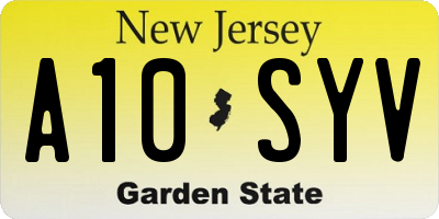NJ license plate A10SYV