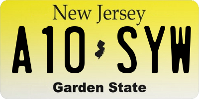 NJ license plate A10SYW