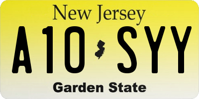 NJ license plate A10SYY