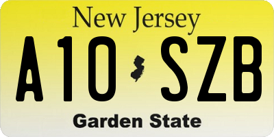 NJ license plate A10SZB
