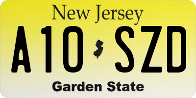 NJ license plate A10SZD