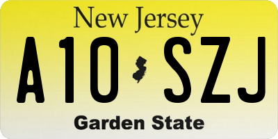 NJ license plate A10SZJ