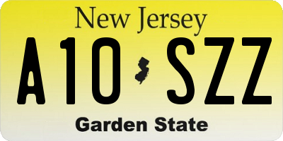 NJ license plate A10SZZ