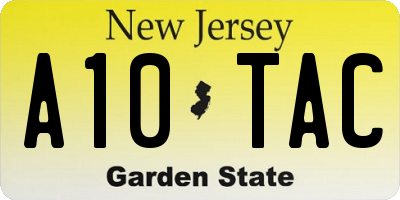 NJ license plate A10TAC