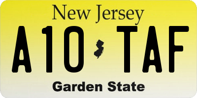 NJ license plate A10TAF