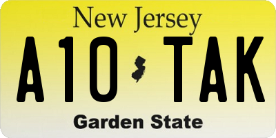 NJ license plate A10TAK