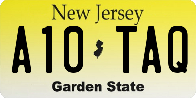 NJ license plate A10TAQ