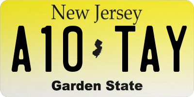 NJ license plate A10TAY