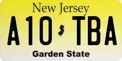 NJ license plate A10TBA