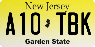 NJ license plate A10TBK