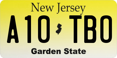 NJ license plate A10TBO