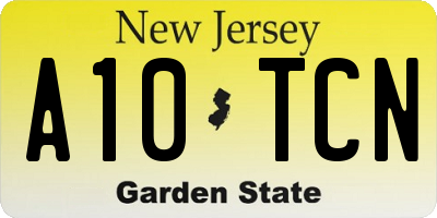 NJ license plate A10TCN