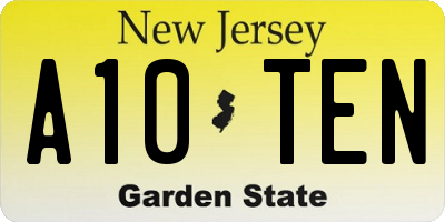 NJ license plate A10TEN