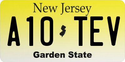 NJ license plate A10TEV