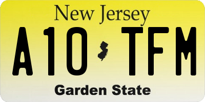 NJ license plate A10TFM