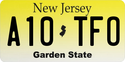 NJ license plate A10TFO