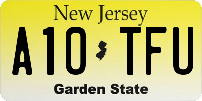 NJ license plate A10TFU