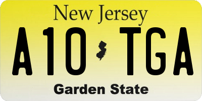 NJ license plate A10TGA