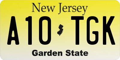 NJ license plate A10TGK