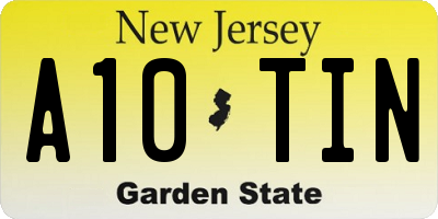 NJ license plate A10TIN
