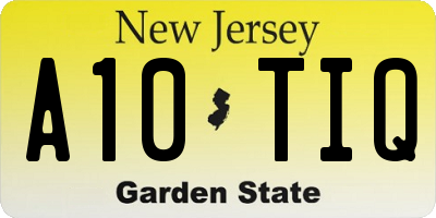 NJ license plate A10TIQ