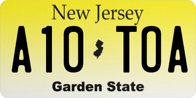 NJ license plate A10TOA