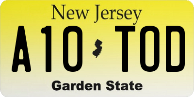 NJ license plate A10TOD